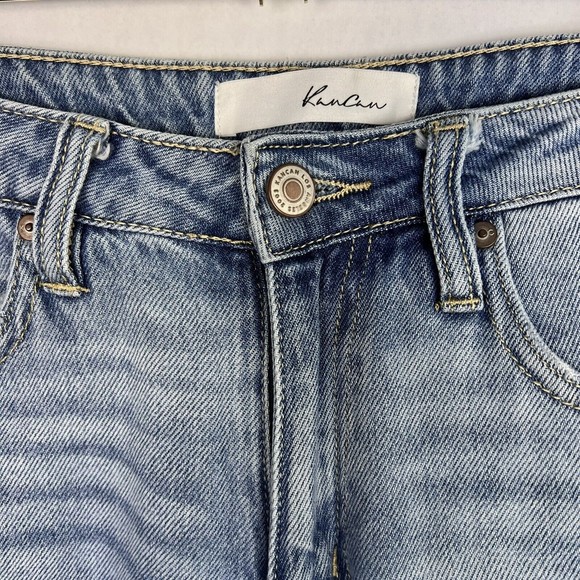Kancan Jeans Womens 5/26 Light Wash Mid Rise Distressed Destroyed Tapered Denim - Picture 5 of 14